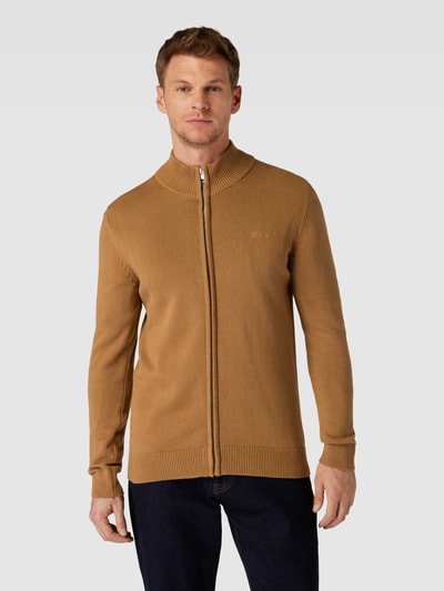 s.Oliver RED LABEL Gebreid jack met labelstitching, model 'STAND JACKET' Camel - 4