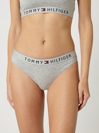 TOMMY HILFIGER Stringi z mieszanki bawełny i elastanu  Jasnoszary 4