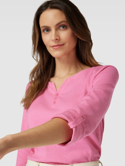 Tom Tailor Longsleeve mit Streifenmuster und kurzer Knopfleiste Pink 3