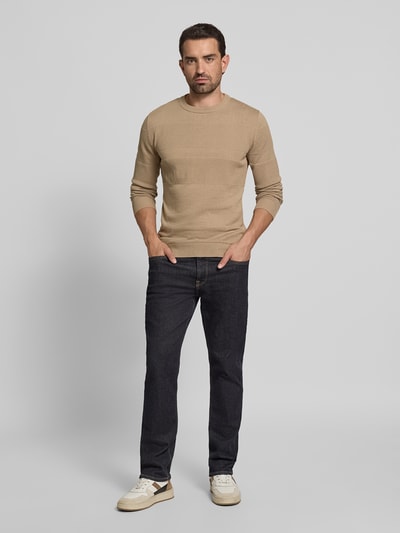 Lindbergh Gebreide pullover met ribboorden Zand - 1