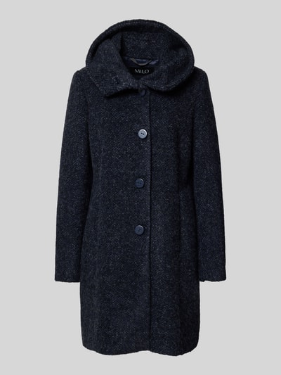 Milo Coats Lange jas met capuchon en knoopsluiting, model 'STELLA' Marineblauw - 2