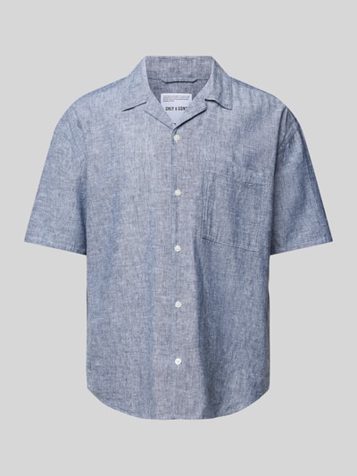 Only & Sons Relaxed fit vrijetijdsoverhemd met 1/2-mouwen, model 'CAIDEN' Donkerblauw - 2