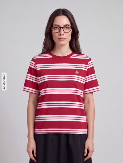 Tommy Hilfiger relaxed fit t-shirt van puur katoen Bordeaux - 4