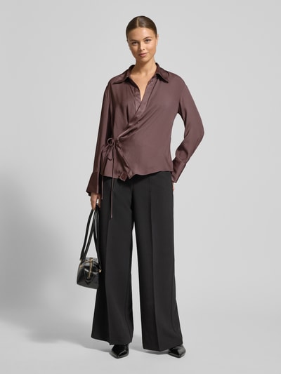 Mango Hemdbluse mit Schnürverschluss Mittelbraun 1