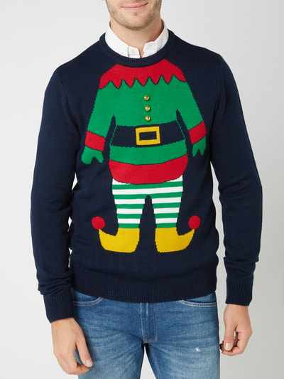 Montego Pullover mit Weihnachts-Stickerei Marine 4