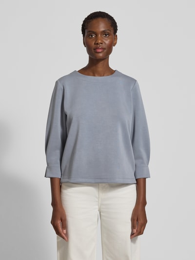comma Bluza z prążkowanym, okrągłym dekoltem Szaroniebieski 4