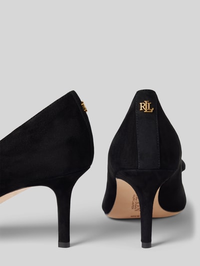 Lauren Ralph Lauren Leren pumps met strikdetail, model 'LANETTE' Zwart - 2