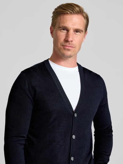 Christian Berg Men Gebreid jack met V-hals Marineblauw - 3