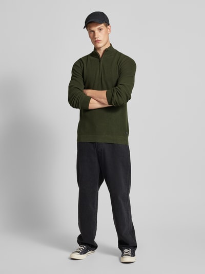 Blend Gebreide pullover met schipperskraag, model 'Codford' Olijfgroen - 1