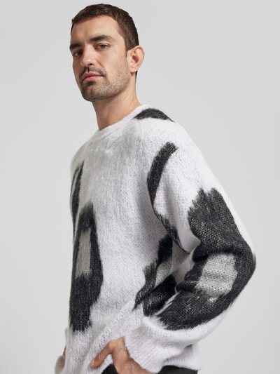 HUGO Gebreide pullover met ronde hals, model 'Seo' Offwhite - 3