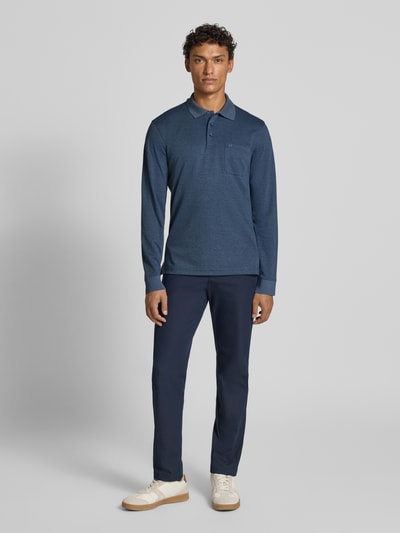 Christian Berg Men Regular fit poloshirt in design met lange mouwen Rookblauw - 1