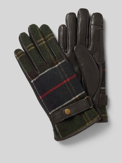 Barbour Lederhandschuhe mit verstellbarem Verschluss Modell 'AUBREY' Oliv 1