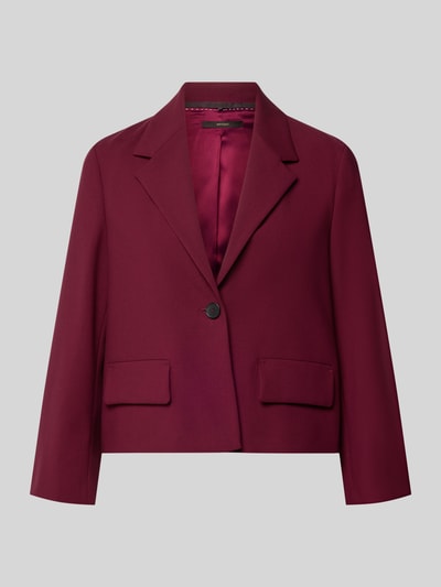 Produktfoto, Boxy Fit Blazer mit Pattentaschen von Windsor in dunklem Rot, Reverskragen, Knopfverschluss, Material-Mix mit Viskose-Anteil