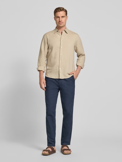 Selected Homme Regular Fit Freizeithemd aus Leinen-Baumwoll-Mix Modell 'CLAY LINENBLEND' Sand 1
