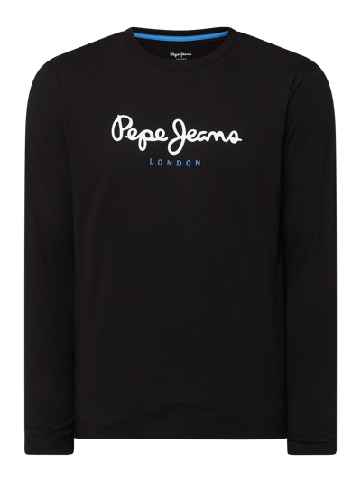 Pepe Jeans Bluzka z długim rękawem o kroju regular fit z logo model ‘Eggo’ Czarny 2