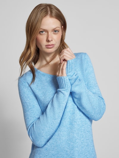 Vila Gebreide pullover met V-hals, model 'RIL' Lichtblauw - 3