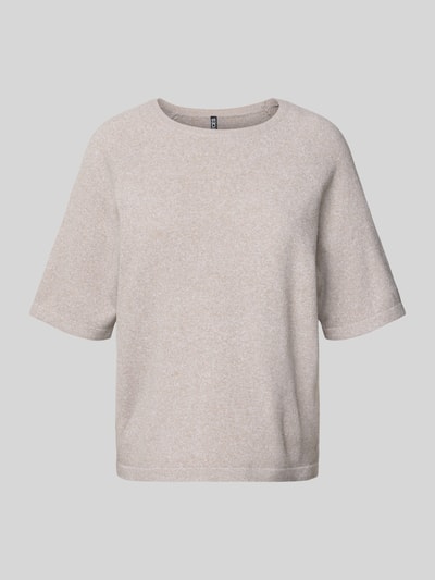 Pieces Regular fit T-shirt met raglanmouwen, model 'BREE' Taupe gemêleerd - 2