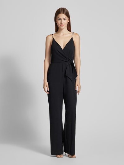 Adrianna Papell Jumpsuit mit Perlen und Knotendetail Black 4