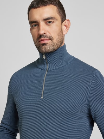 Marc O'Polo Regular Fit Troyer mit Ottoman-Struktur Rauchblau 3