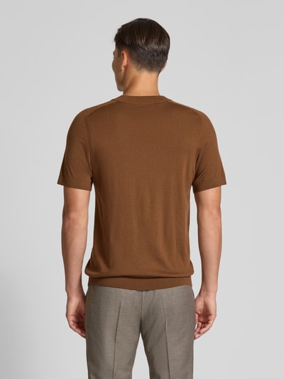 SELECTED HOMME Regular Fit T-Shirt aus reiner Wolle Dunkelbraun 5
