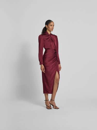 Self-Portrait Midikleid mit Raffungen Bordeaux 1