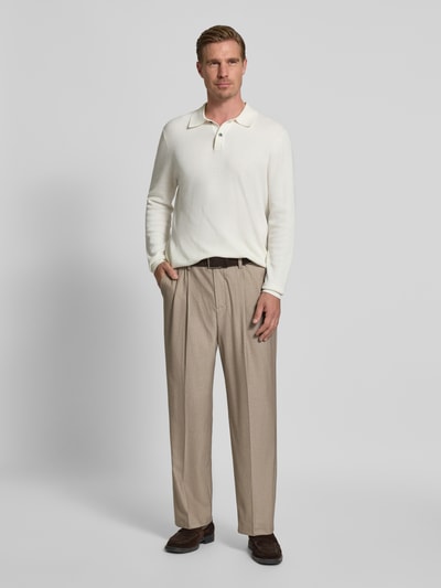 Casual Friday Regular fit stoffen broek met bandplooien, model 'Grant' Lichtbruin - 1