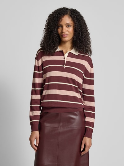 Jake*s Collection Strickpullover mit Polokragen Aubergine 4