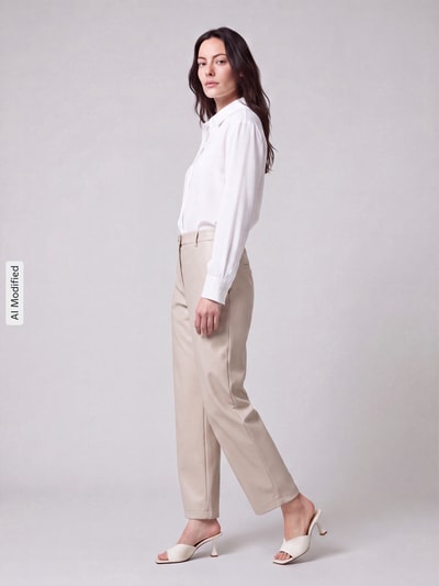 Raffaello Rossi Regular Fit Leder- / Kunstlederhose mit Label-Detail Modell 'PHIBI' Kitt 1