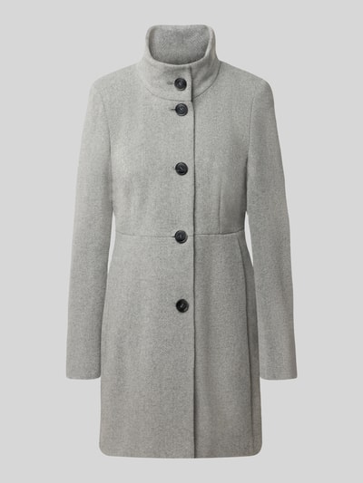 Produktfoto, grauer Regular Fit Mantel aus Woll-Mix von FUCHS SCHMITT, Stehkragen und Knopfleiste, glatte Oberfläche, Damen Mantel
