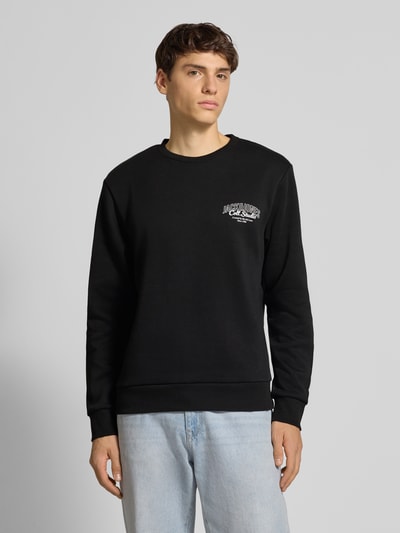 Jack & Jones Sweatshirt met labelprint, model 'MAKOTO' Zwart - 4