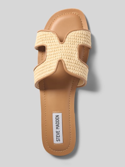 Produktfoto, Slipper aus Echtleder Modell 'Zarnia' von Steve Madden in Beige, abgerundete Passform, offene Ferse, glatte Sohle, Absatzhöhe 1 cm