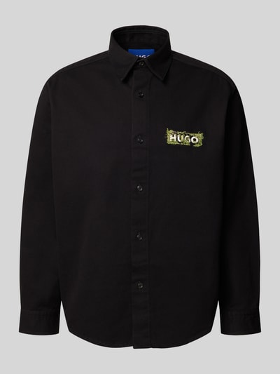 HUGO Blue Freizeithemd mit Logo-Applikation BLACK 1