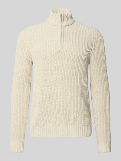 Only & Sons Regular fit schipperstrui met korte ritssluiting, model 'JOIN' Offwhite - 2