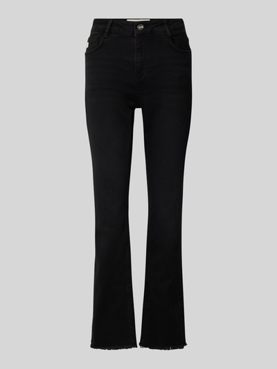 Goldgarn Kick Flare Fit Jeans mit Fransen Modell 'LINDENHOF' Black 2