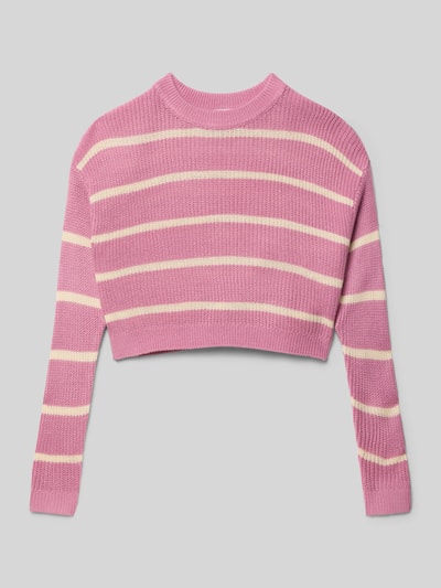 s.Oliver RED LABEL Boxy fit gebreide pullover met streepmotief Felroze - 1