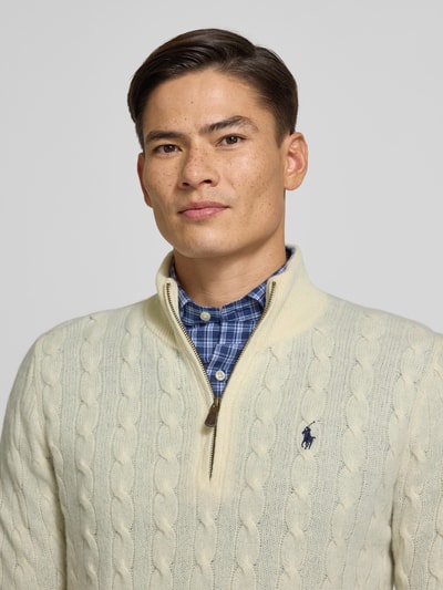 Polo Ralph Lauren Gebreide pullover van een mix van katoen en kasjmier met opstaande kraag Offwhite - 3