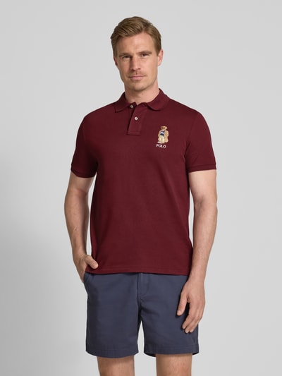 Polo Ralph Lauren Custom slim fit poloshirt met stitching Bordeaux - 4