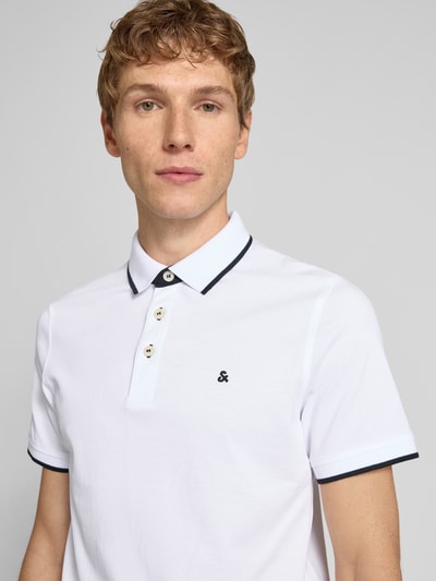 Jack & Jones Regular Fit Poloshirt mit Label-Stitching Modell 'PAULOS' Weiss 3