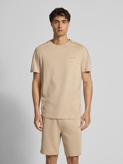 HUGO T-shirt z wyhaftowanym logo model ‘LIAM’ Beżowy 4