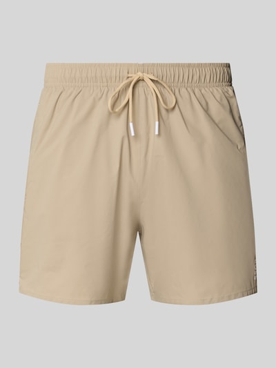 BOSS Badeshorts mit Label Stitching Modell 'ICONIC' Sand 1