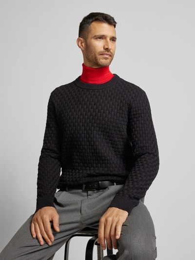 HUGO Strickpullover mit Strukturmuster Modell 'Stubon' Black 3