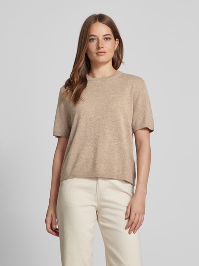 Jake*s Collection T-shirt van kasjmier met ronde hals Beige - 4