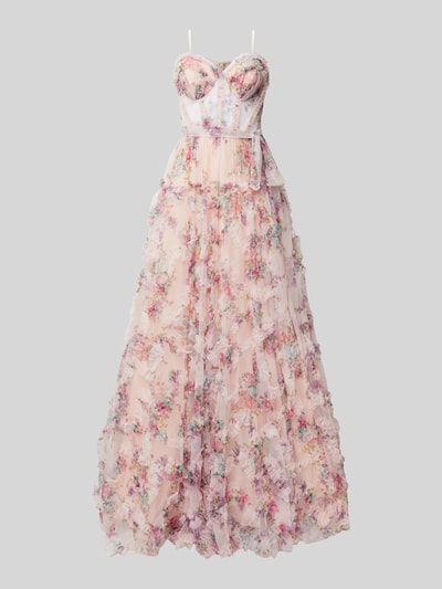 Luxuar Abendkleid mit Rüschen Rosa 2