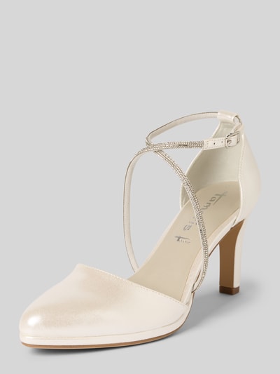 Tamaris Pumps in metallic mit Strasssteinbesatz Offwhite 1