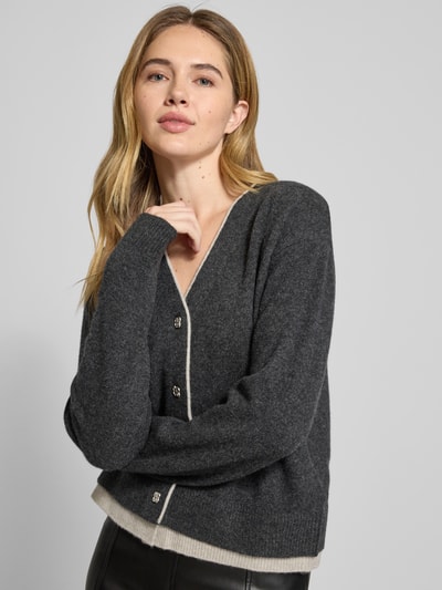 My Essential Wardrobe Cardigan van wol met V-hals, model 'Tracy' Antraciet - 3