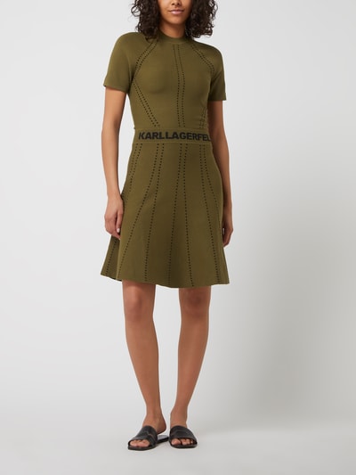 Karl Lagerfeld Strickkleid mit Logos  Khaki 1