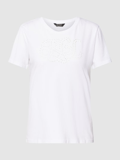Lauren Ralph Lauren T-Shirt mit Label-Detail und Lochmuster Modell 'KATLIN' Weiss 2