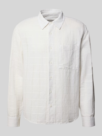 CK Calvin Klein Koszula casualowa z mieszanki lnu i bawełny z kołnierzykiem typu kent Biały 2