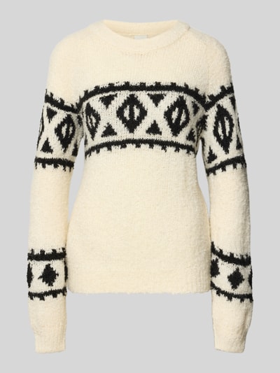 ICHI Gebreide pullover met ribboorden, model 'CARANI' Offwhite - 2