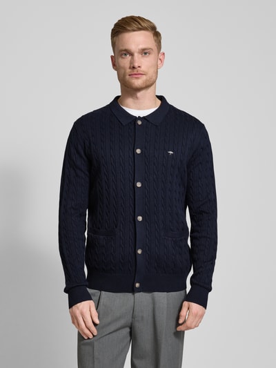 Fynch-Hatton Cardigan mit Zopfmuster Marine 4